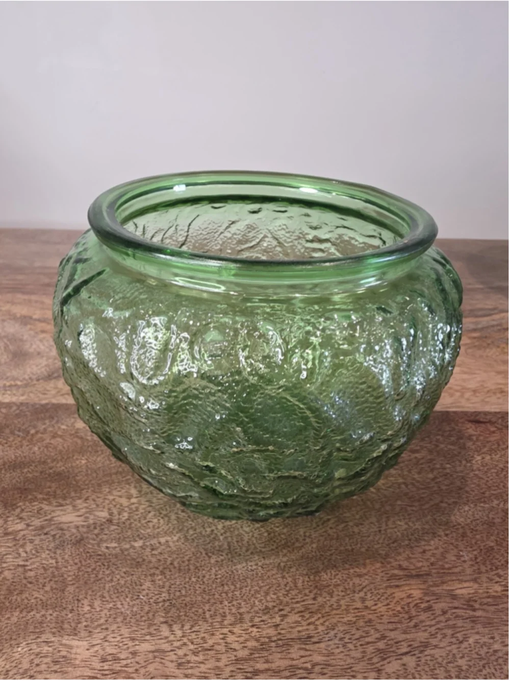 VTG E.O. Brody Green Textured Glass Planters Cachepots Set of 2 Made In USA 70s